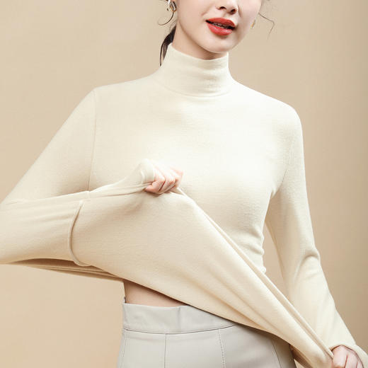 「自j」全新升级【铂金会员119/天猫159/差价40】(94227)洛诗琳气质半高领打底衫2025秋冬洋气百搭德绒保暖加厚上衣 商品图1