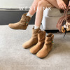 西遇勃肯短靴女新款秋季复古美拉德流苏圆头平底堆堆靴西部靴V1957146 商品缩略图0