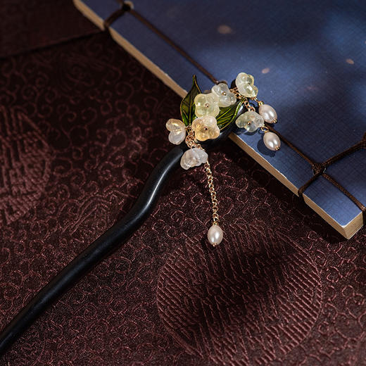 JGL黑檀木发簪发饰铃兰花流苏气质汉服发饰古风盘发头饰简约簪子批发 商品图3