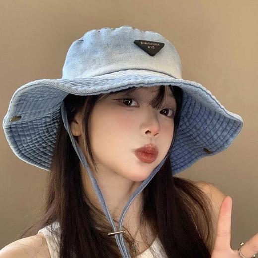 水洗做旧【韩系显脸小！尽显西部甜酷】韩版休闲帽子女户外登山帽大头围显脸小渔夫帽复古百搭水洗牛仔帽。hb 商品图3