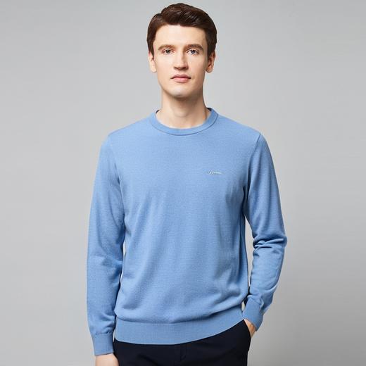 罗蒙春秋圆领套头针织衫男士圆领毛衣胸标印花针织衫男亲肤保暖百搭毛衣男 商品图1