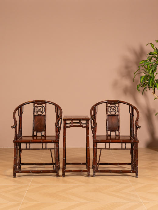 清	红木竹节工圈椅（两椅一几） 商品图1