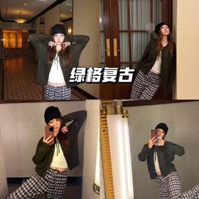 新品上身丨绿针织+格纹裤，在酒店走廊也能玩出复古潮酷感🕶️