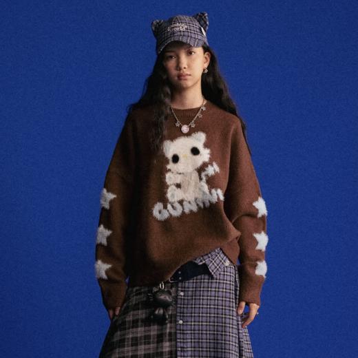 GOODBAI GOODEES星星机器小猫撞色图案套头毛衣 商品图0