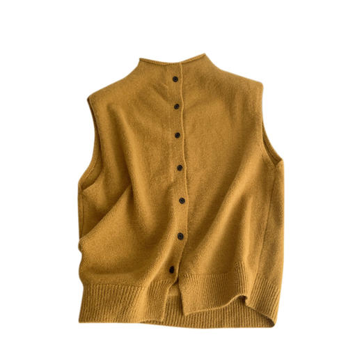 GYH 8297休闲简约纯色立领单排扣开衫马甲针织叠穿上衣 商品图4