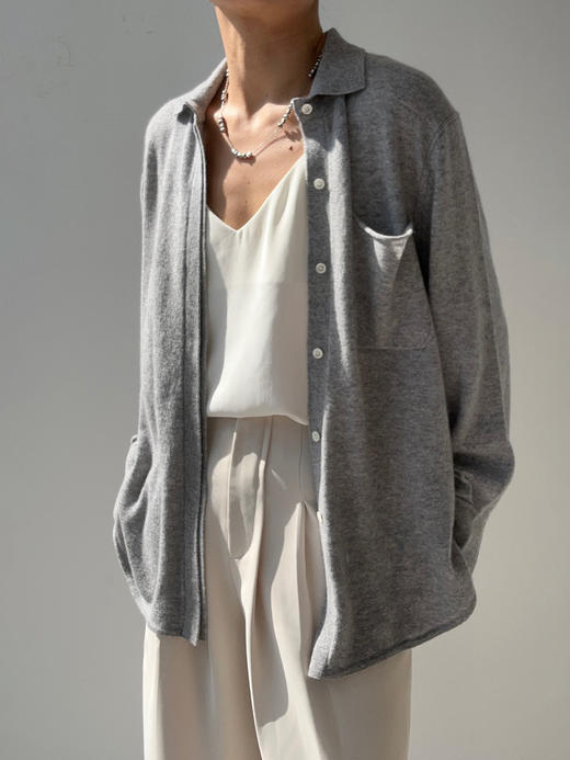 Puree｜#1968 Long Shirt 羊绒长衬衫 [  白 / 驼 / 灰  ] 商品图1