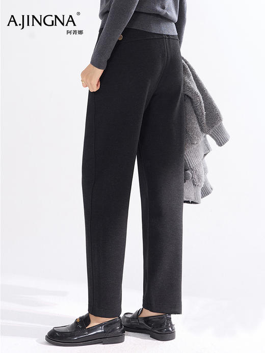 【醋酸羊毛】阿菁娜秋季新款醋酸羊毛老爹裤高腰松紧腰垂感抗皱遮肉显瘦F30D210007 商品图3