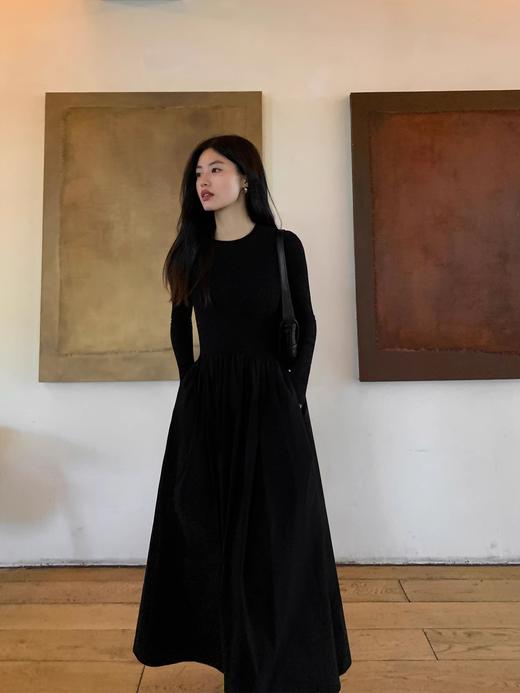 RL同款高级感赫本风黑色拼接连衣裙 商品图9