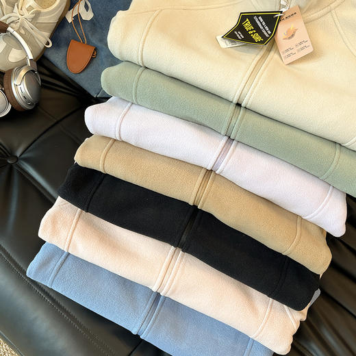 2025秋冬加绒加厚立领防风保暖抓绒双面摇粒绒宽松百搭外套女卫衣夹克！ 商品图3