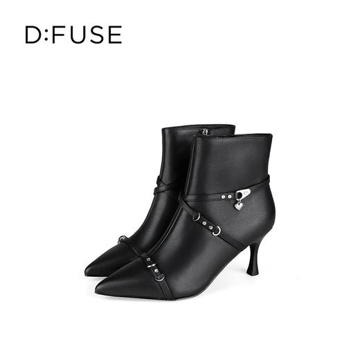 Dfuse迪芙斯2025冬季新款时尚女靴简约朋克铆钉条带短靴瘦瘦靴DFD4116018 商品图7