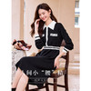 【专属特价】冬季配大衣内搭赫本风法式小黑裙撞色翻领打底针织连衣裙女 商品缩略图1