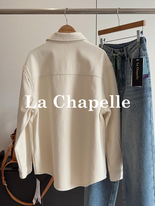 会员福利【加绒！衬衫式牛仔外套】拉夏贝尔/La Chapelle设计感双口袋翻领纯棉加绒牛仔衬衫百搭外套女 商品图6