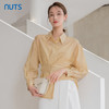 NUTS春秋季纯色设计感收腰时尚通勤翻领长袖衬衫女131013042A 商品缩略图0