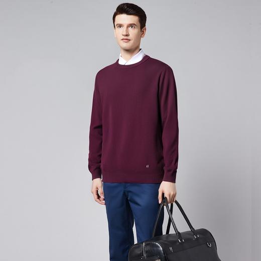 【棉混纺】罗蒙春秋针织衫毛衣男士下摆绣花打底衫基础百搭纯色简约毛衣男针织衫 商品图1