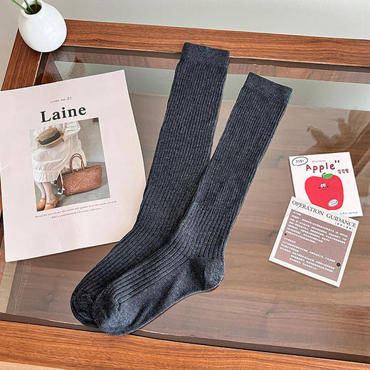 【1双装】超细抗起球羊毛小腿袜秋冬新款女袜长筒袜子时尚【2522822】 商品图5
