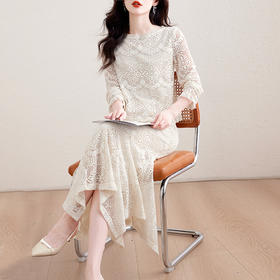 A9268 蕾丝时尚套装女2025秋季新款圆领套头小香风套装半身裙两件套潮