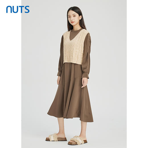 NUTS商场同款时尚简约气质宽松针织背心连衣裙套装女241103039Y 商品图0