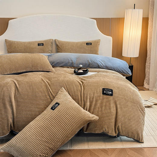 【A类牛奶魔法绒四件套】冬保暖加厚双面纯色被套珊瑚绒ins 床笠四件套床上用品 商品图13