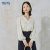 NUTS商场同款春秋季白色高级感设计感V领长袖衬衫女231013021B 商品缩略图3