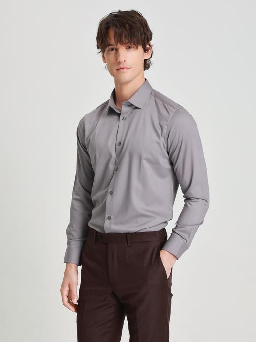 callisto灰色绵羊毛混纺衬衫 商品图3