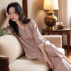 2025新款带胸垫睡衣女士春秋季七分袖圆领开衫宽松大码家居服套装 商品缩略图0