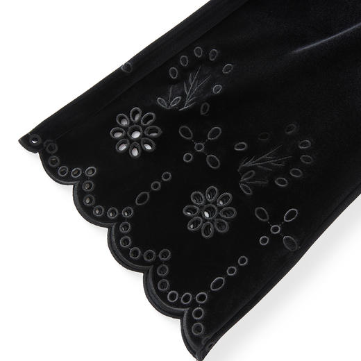 「高货wl」全新升级【铂金会员257/天猫339/差价82】(92804)洛诗琳设计感镂空丝绒微喇裤2025秋季气质高腰显瘦九分裤 商品图2