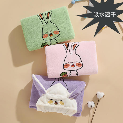 【柔软瞬吸❗儿童连帽浴袍】防风连帽设计浴后不着凉，A类柔软舒适，温和亲肤，细腻柔滑，不易掉毛精梳工艺,珊瑚绒披风儿童浴袍宝宝连帽浴巾吸水可穿斗篷QQ 商品图1