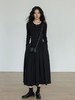 RL同款高级感赫本风黑色拼接连衣裙 商品缩略图0
