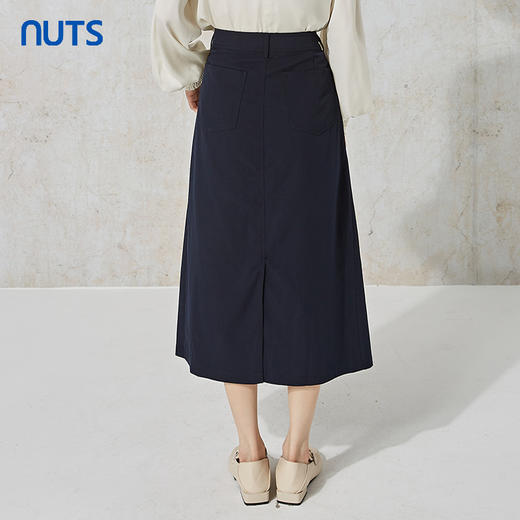 NUTS春秋季高腰A字显瘦纯色简约百搭通勤半身长裙女231063003B 商品图1
