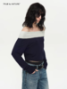 TRUE by NATURE/25SPT02/设计感撞色一字肩天丝长袖T恤 商品缩略图1