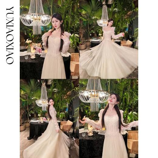 余潇潇【夜半蔷薇】高定刺绣蕾丝立体花朵装饰梦幻礼服裙&法式上衣 商品图0