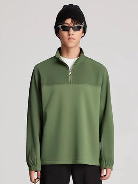 【380克高克重 版型显瘦 撞色拼接】Schenvega撞色半开领卫衣（B49-2508）