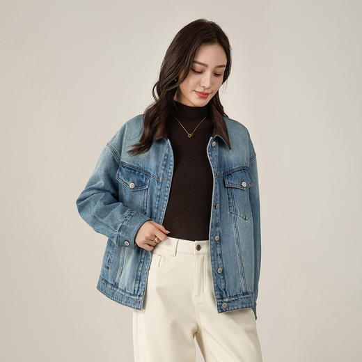 「高货xg」全新升级【铂金会员367/天猫499/差价132】(01605)洛诗琳设计感牛仔羽绒服2025冬季新款港风复古保暖外套女 商品图2