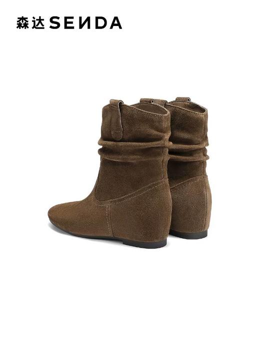 【云粉节】BF楼 森达牛皮西部堆堆靴2025冬季新款尖头内增高短靴XVK01吊牌价1199活动价499 商品图4