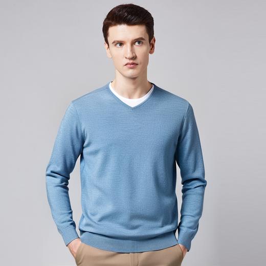 【V领假两件】罗蒙春秋时尚休闲针织衫男士毛衣假两件针织衫打底t恤男长袖 商品图3