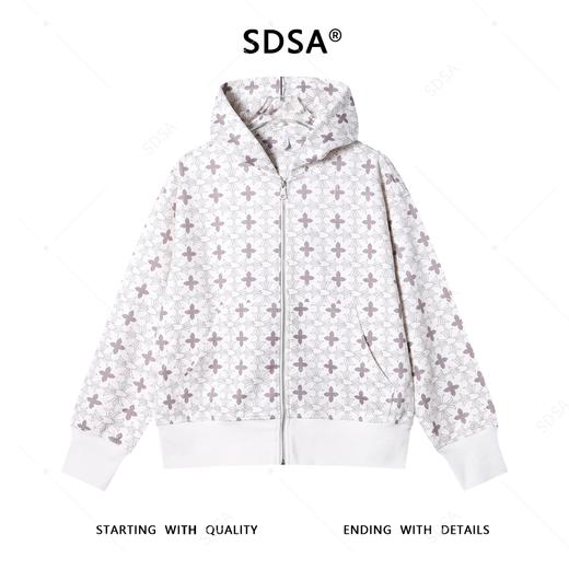 WT259SDSA男士秋冬新款痞帅男装简约撞色十字烫钻拉链连帽卫衣百搭时尚 商品图1