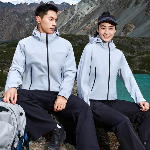 金莱克男女款防风防水户外轻量化三层压胶硬壳二级冲锋衣JLK25761 商品图1