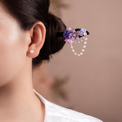 JGL紫色发簪珍珠流苏簪子古风发张簪子旗袍汉服步摇新中式发钗头饰夏 商品图0