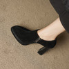 【预售5天】头层牛皮粗跟深口单鞋女秋冬新款简约通勤高跟小皮鞋RLJR&D457 商品缩略图3