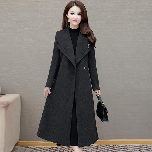 QYM YM25195-Y时尚毛呢外套厚款气质优雅宽松休闲呢子大衣 商品图1