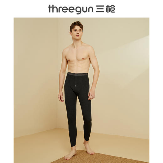 Threegun三枪 【花灰密棉】磨毛明根男士打底长裤秋裤-60999B011 商品图0