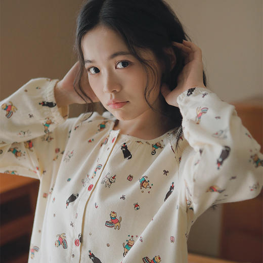 【全棉磨毛】 2025春秋新款全棉磨毛绒布睡衣女士长袖卡通家居服纯棉套装大码 商品图2