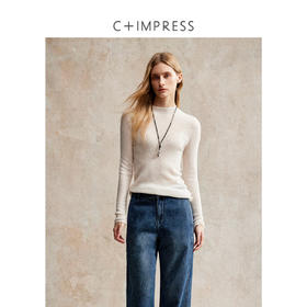 羊绒桑蚕丝半高领老钱风亲肤打底针织衫