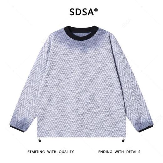 51699SDSA秋冬新款痞帅男装韩版扎染波浪线条圆领卫衣下摆松紧设计百搭 商品图1