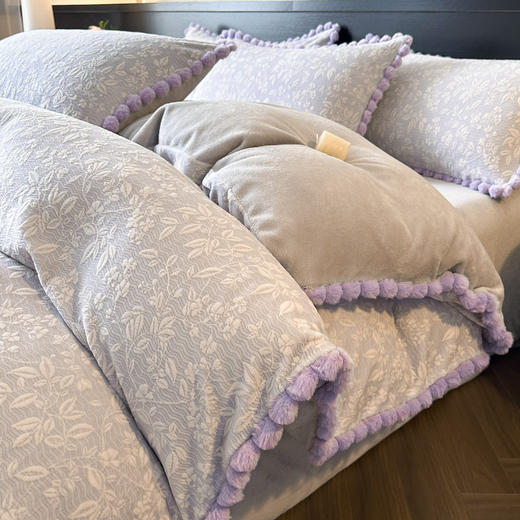 A类烂花加厚牛奶绒 床上四件套冬季雕花双面珊瑚法兰绒被套三件套4 商品图4