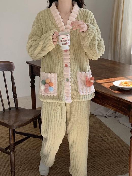 （59元/套！家居服&睡袍任选）法兰绒睡衣女秋冬季长袖加绒加厚2025新款法兰绒外穿家居服套装 商品图7