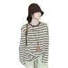 重磅水洗纯棉撞色条纹长袖T恤 早秋休闲宽松慵懒松弛感上衣 商品缩略图4