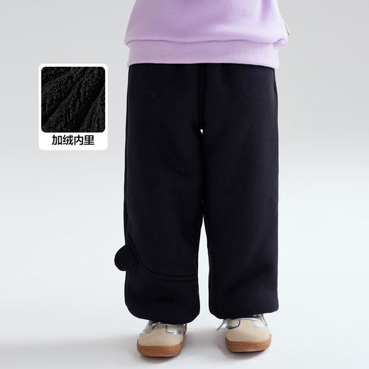 笛莎Deesha 2025冬季女童休闲童趣加厚羊羔绒束脚长裤 商品图0