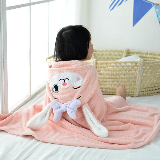 【动物萌系❗儿童连帽浴巾】包裹全身拥抱安全感，珊瑚绒瞬吸水，针织结构平整细密，久用不易掉毛，妈妈更放心，婴儿洗澡吸水斗篷宝宝可爱可穿大披风QQ 商品图1