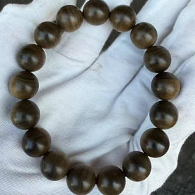 【青山特惠】1.2*17颗阴沉虎皮纹正区印度迈索尔老山檀香手串 l12